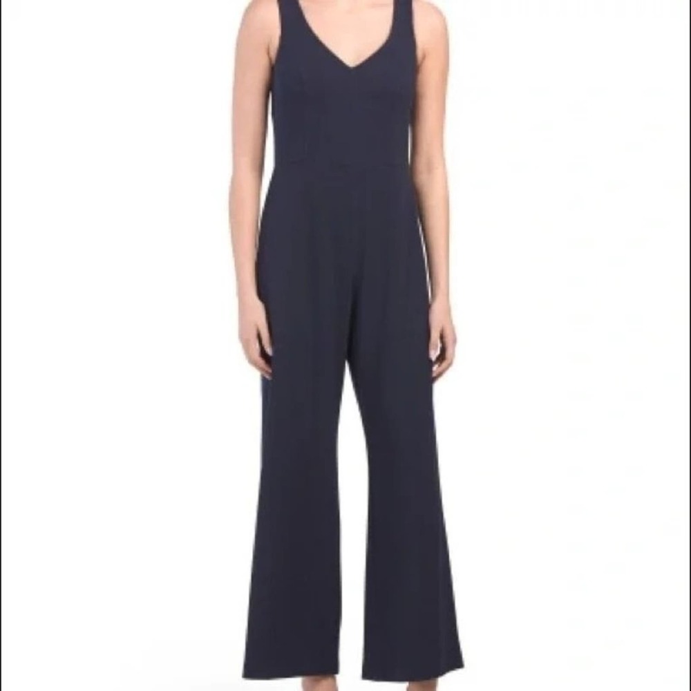 Marina NWT Navy Wide Leg V Neck‎ Evening Essential Sleeveless Jumpsuit size 14